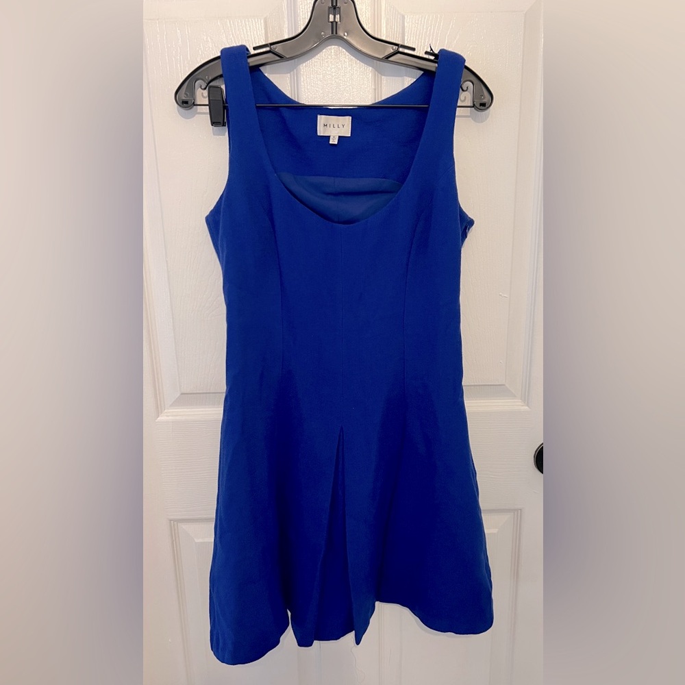 Milly Royal Blue Sleeveless Fit-and-Flare Dress